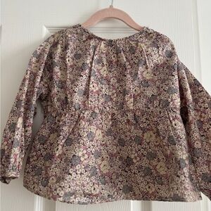 Zara Kids Floral Blouse in Purple and Cream